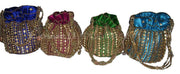 SATIN DRAWSTRING EMBROIDERY POTLI  PURSE