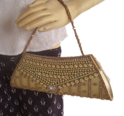 Golden Clutch Beaded Purse Bag