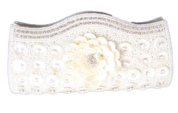 Shell bead zircon clutch purse