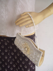 Shell bead zircon clutch purse