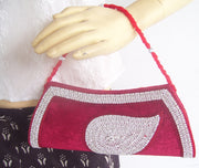 Velvet red Zircon Stone clutch Purse