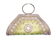 Golden bead clutch purse