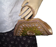 Golden bead clutch purse