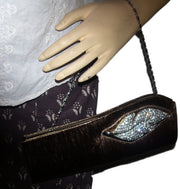Brooch Leather Evening Purse