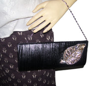 Brooch Leather Evening Purse