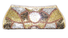 Golden zircon beaded Bridal clutch bag