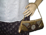 Golden zircon beaded Bridal clutch bag