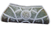 Golden zircon beaded Bridal clutch bag