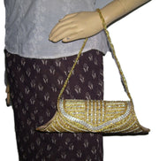 Pearl Zircon Golden Clutch Purse