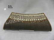 Golden Bead Work Hand Clutch Purse
