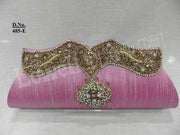Golden Bead Work Hand Clutch Purse