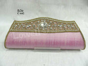 Golden Bead Work Hand Clutch Purse