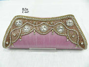 Golden Bead Work Hand Clutch Purse