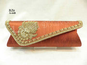 Golden Bead Work Hand Clutch Purse