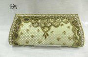Golden Bead Work Hand Clutch Purse