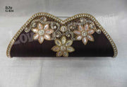 Golden Bead Work Hand Clutch Purse