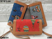 Indigo floral print kalamkari Bags