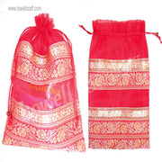 LARGE ORGANZA POUCH WITH 5 BORDER