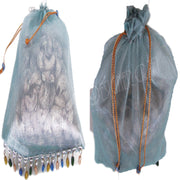 ORGANZA POUCH WITH GLASS BEADS FRINGES