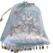 ORGANZA POUCH WITH GLASS BEADS FRINGES