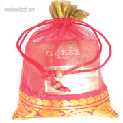 MEDIUM SIZE ORGANZA POUCH WITH 1 BORDER