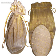 ROUND BASE CHECK DESIGN ORGANZA POUCH