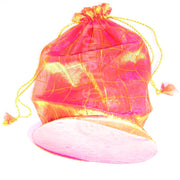 ROUND BASE CHECK DESIGN ORGANZA POUCH