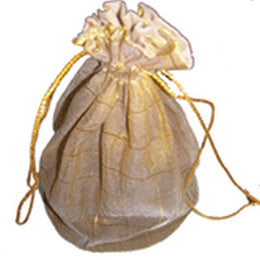 ROUND BASE CHECK DESIGN ORGANZA POUCH