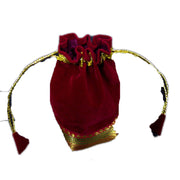 SQUARE BASE VELVET DRAWSTRING BAG WITH BORDER