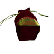 SQUARE BASE VELVET DRAWSTRING BAG WITH BORDER