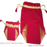 SQUARE BASE VELVET DRAWSTRING BAG WITH BORDER