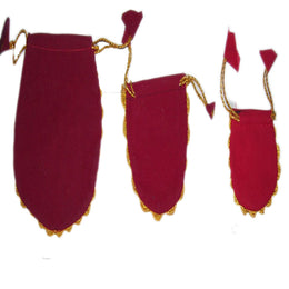 ROUND ZARI BORDER LACE VELVET POUCH