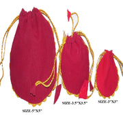 ROUND ZARI BORDER LACE VELVET POUCH