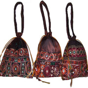 EMBROIDERED BORDER DRAWSTRING POUCH