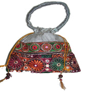 EMBROIDERED BORDER DRAWSTRING POUCH