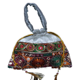 EMBROIDERED BORDER DRAWSTRING POUCH