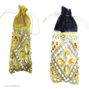 BEADED BORDER DRAWSTRING POUCH