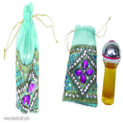 BEADED BORDER DRAWSTRING POUCH