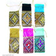 BEADED BORDER DRAWSTRING POUCH