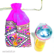 BEADED BORDER DRAWSTRING POUCH