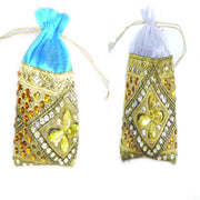 BEADED BORDER DRAWSTRING POUCH