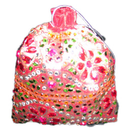 LARGE BEADED ORGANZA POUCH WITH DOUBLE BORDER