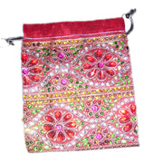 LARGE BEADED ORGANZA POUCH WITH DOUBLE BORDER