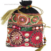 EMBROIDED BORDER ORGANZA POUCH
