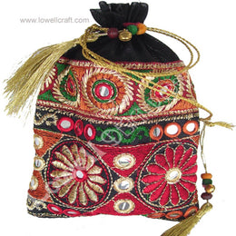 EMBROIDED BORDER ORGANZA POUCH