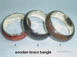 WOODEN BANGLE WITH BRASS