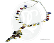 GLASS BEADS METAL NECKLACE