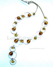 GLASS BEADS METAL NECKLACE