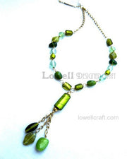 GLASS BEADS METAL NECKLACE