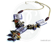 GLASS BEADS METAL NECKLACE